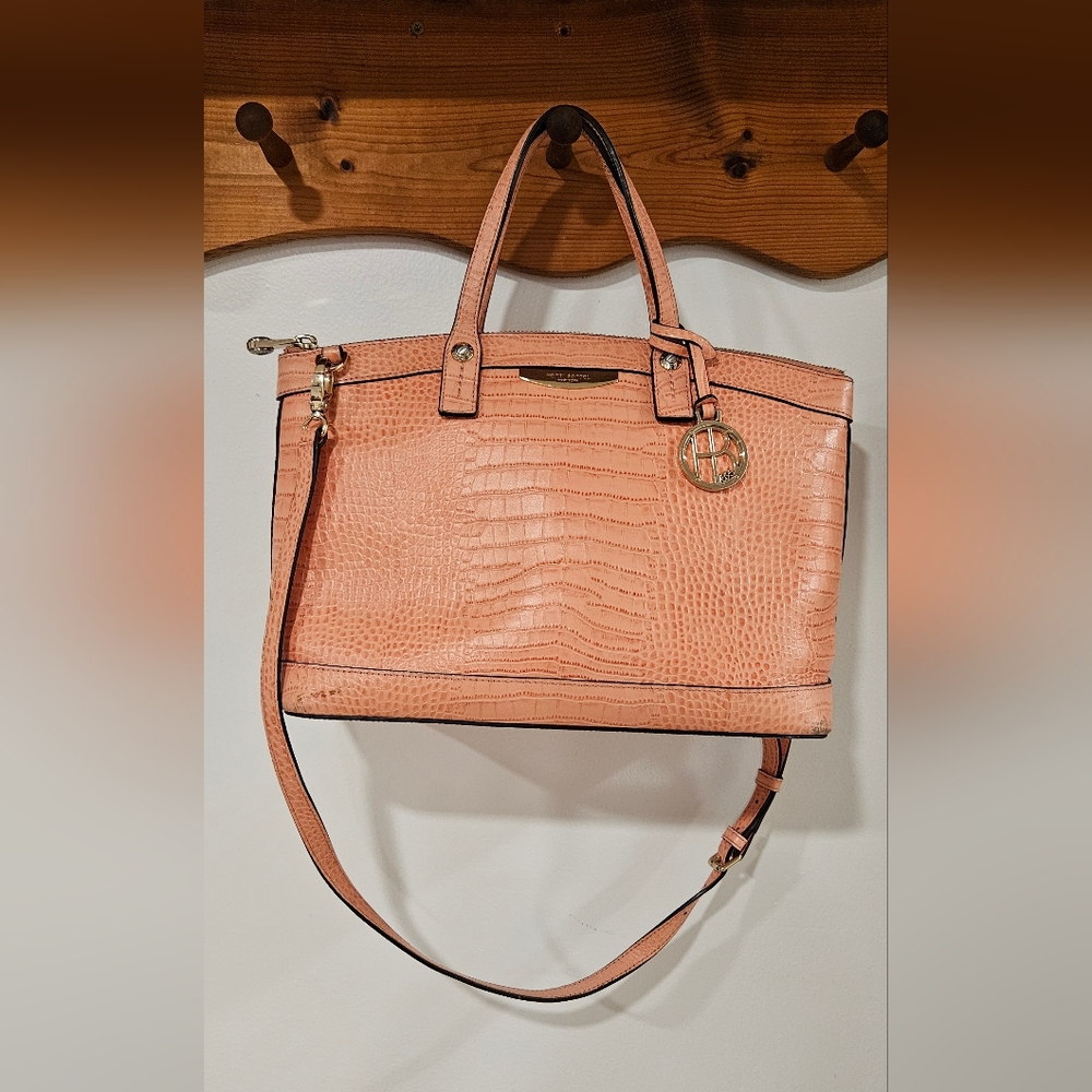 Henri Bendel Pink Croc-Embossed West 57th Satchel